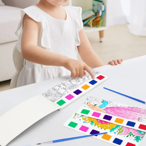 Kids Portable Watercolor Painting Book Paint With Water Brush Gouache Graffiti Picture Coloring Drawing Toys Kindergarten Gifts - Image 4