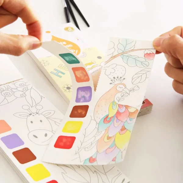 Kids Portable Watercolor Painting Book Paint With Water Brush Gouache Graffiti Picture Coloring Drawing Toys Kindergarten Gifts - Image 6