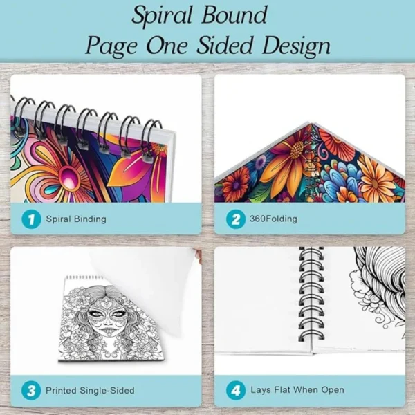 Adult Women's Relaxation Spiral-Bound Single-Sided Coloring Book: 24 Pages of Arts, Crafts & Skull Designs - Image 5
